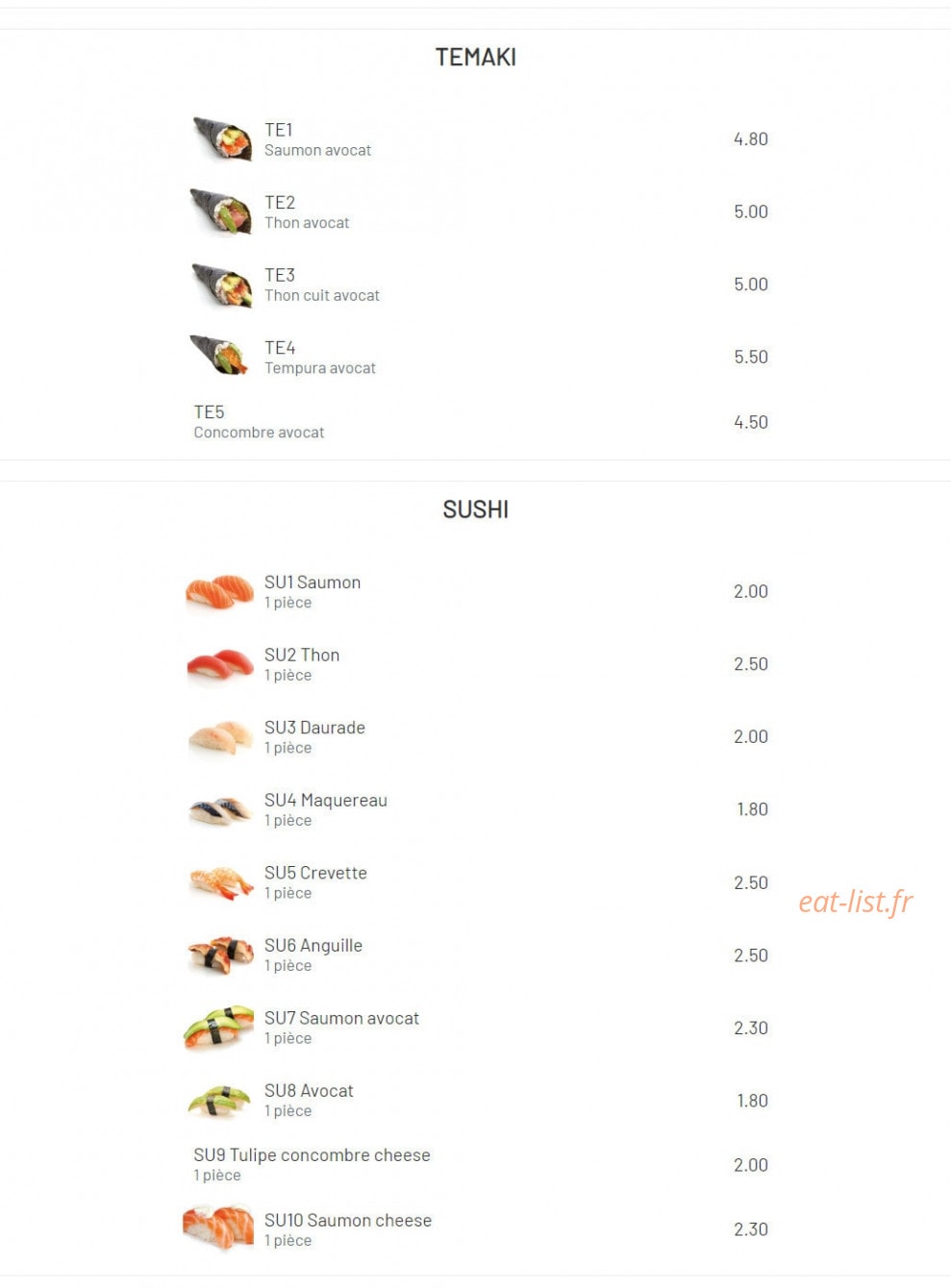 Sushi kyo — carte page 7