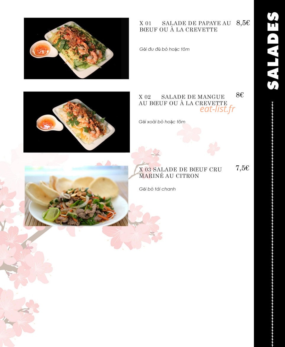 Carte et menu de Ambiance Asie à Villejuif — Les salades
