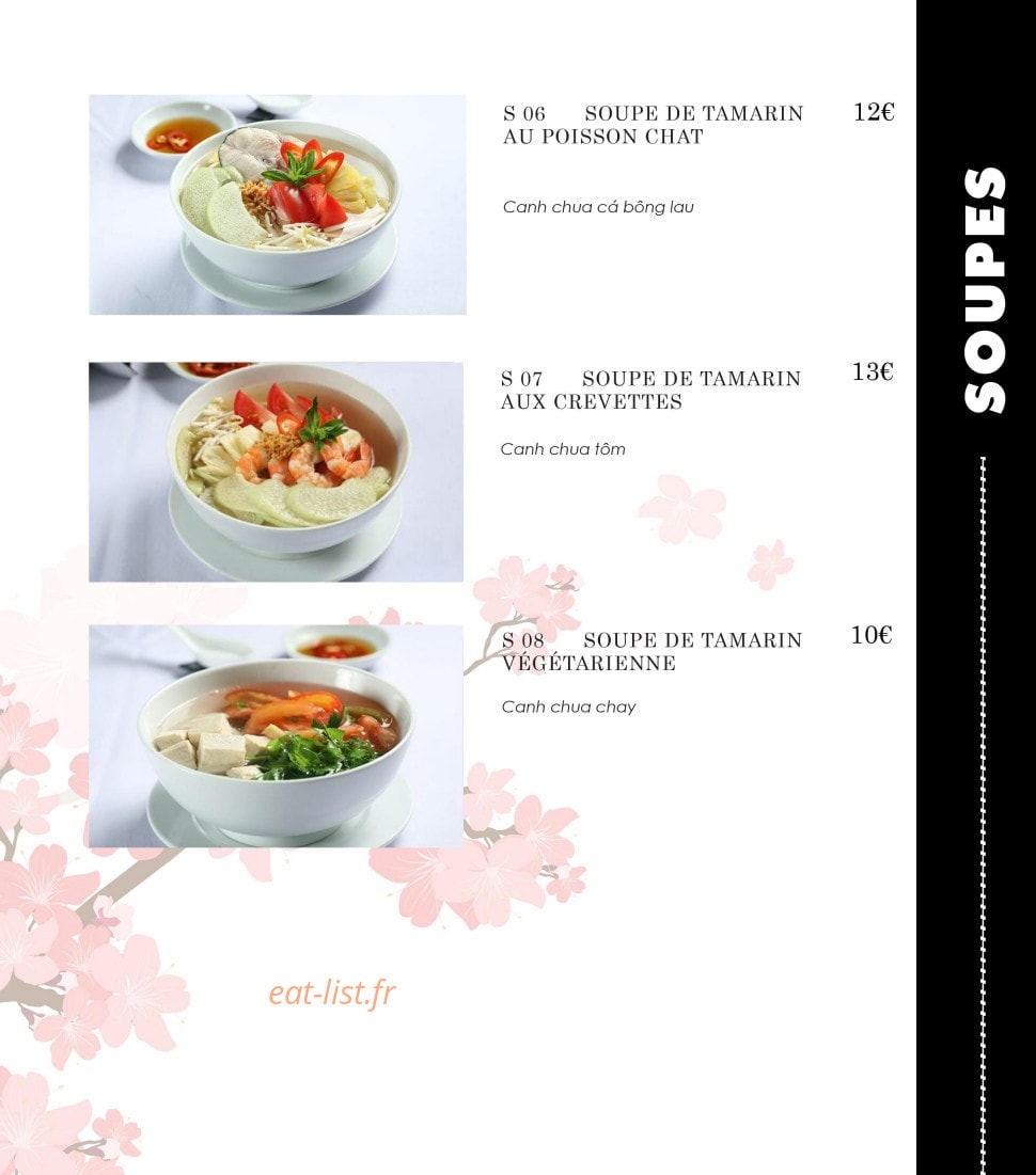 Carte et menu de Ambiance Asie à Villejuif — Les soupes suite
