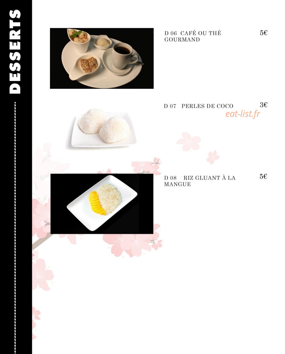 Carte et menu de Ambiance Asie à Villejuif — Les desserts suite