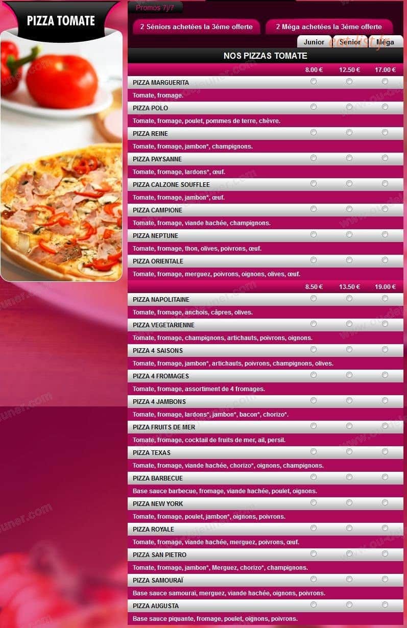 Augusta Pizza — carte page 3