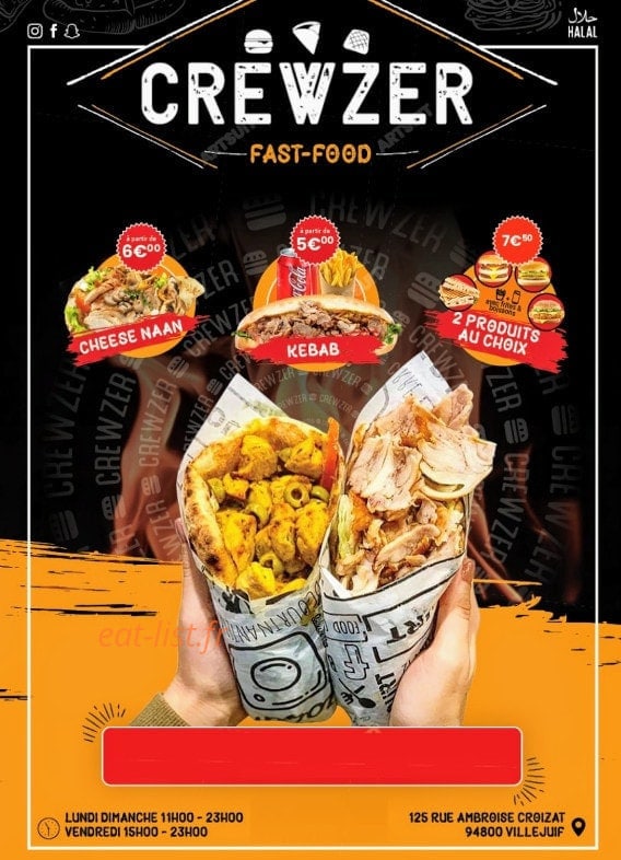 Crewzer & Tacos — carte page 1