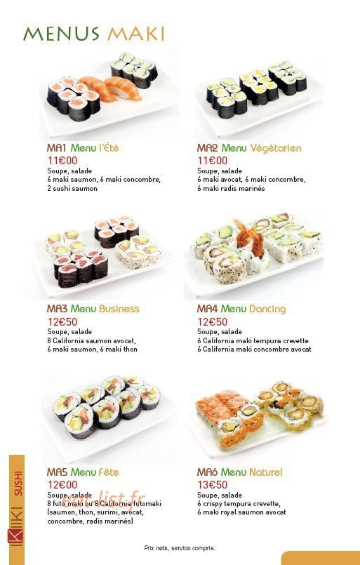 Ikiiki Sushi — carte page 5