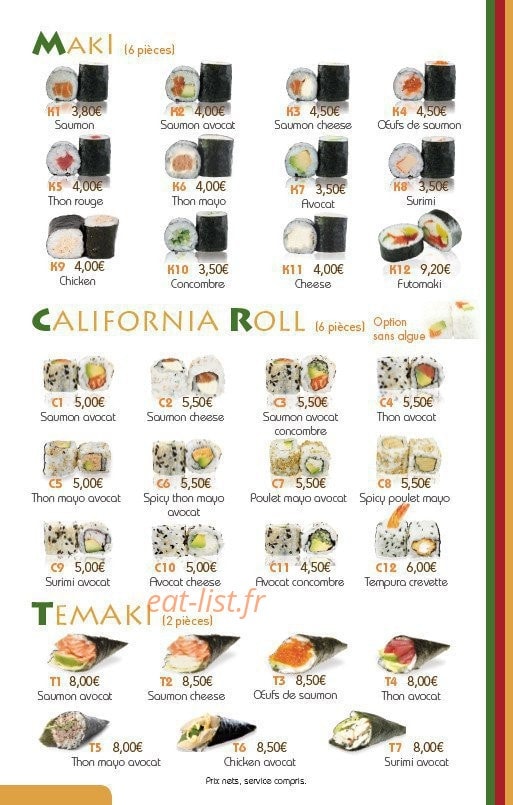 Ikiiki Sushi — carte page 3