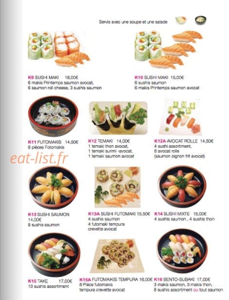 Carte et menu de Kyoto Sushi à Villejuif — Les menus page 2