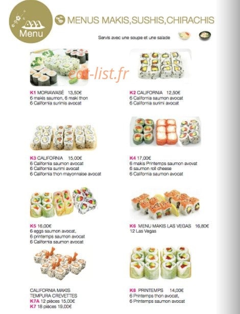 Carte et menu de Kyoto Sushi à Villejuif — Les menus