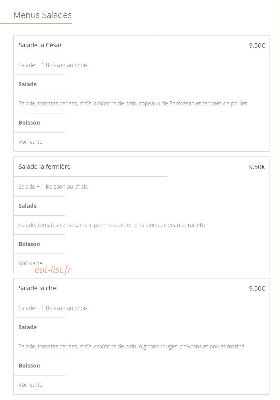 Le Majestic — carte page 1