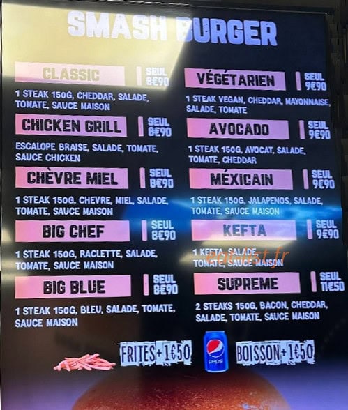 Original Mister Burger — carte page 1