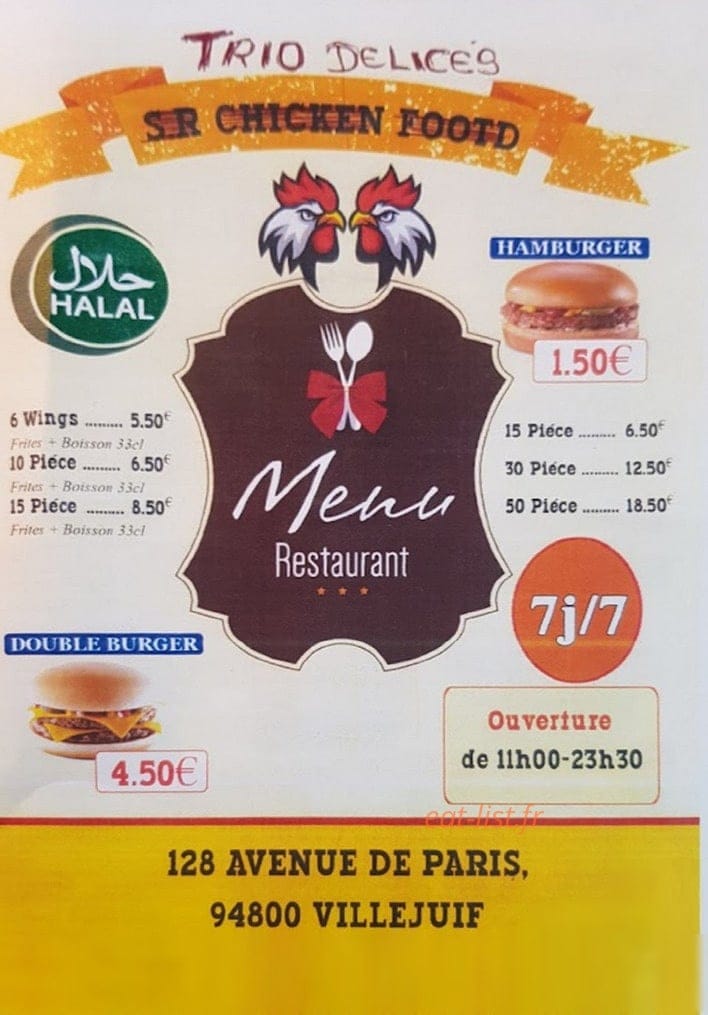 Sr Chicken Food — carte page 1