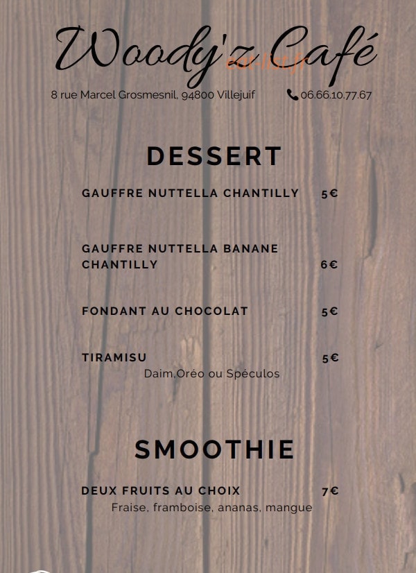 Woody'z Cafe — carte page 2