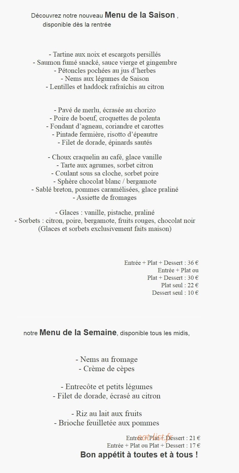 Au fil des Saisons — carte page 1