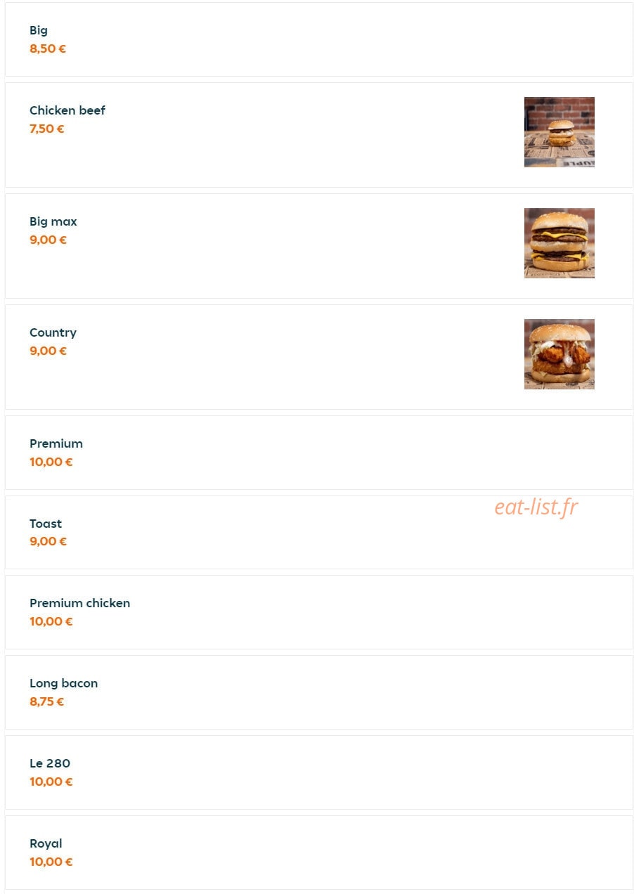 Baba Burger — carte page 3