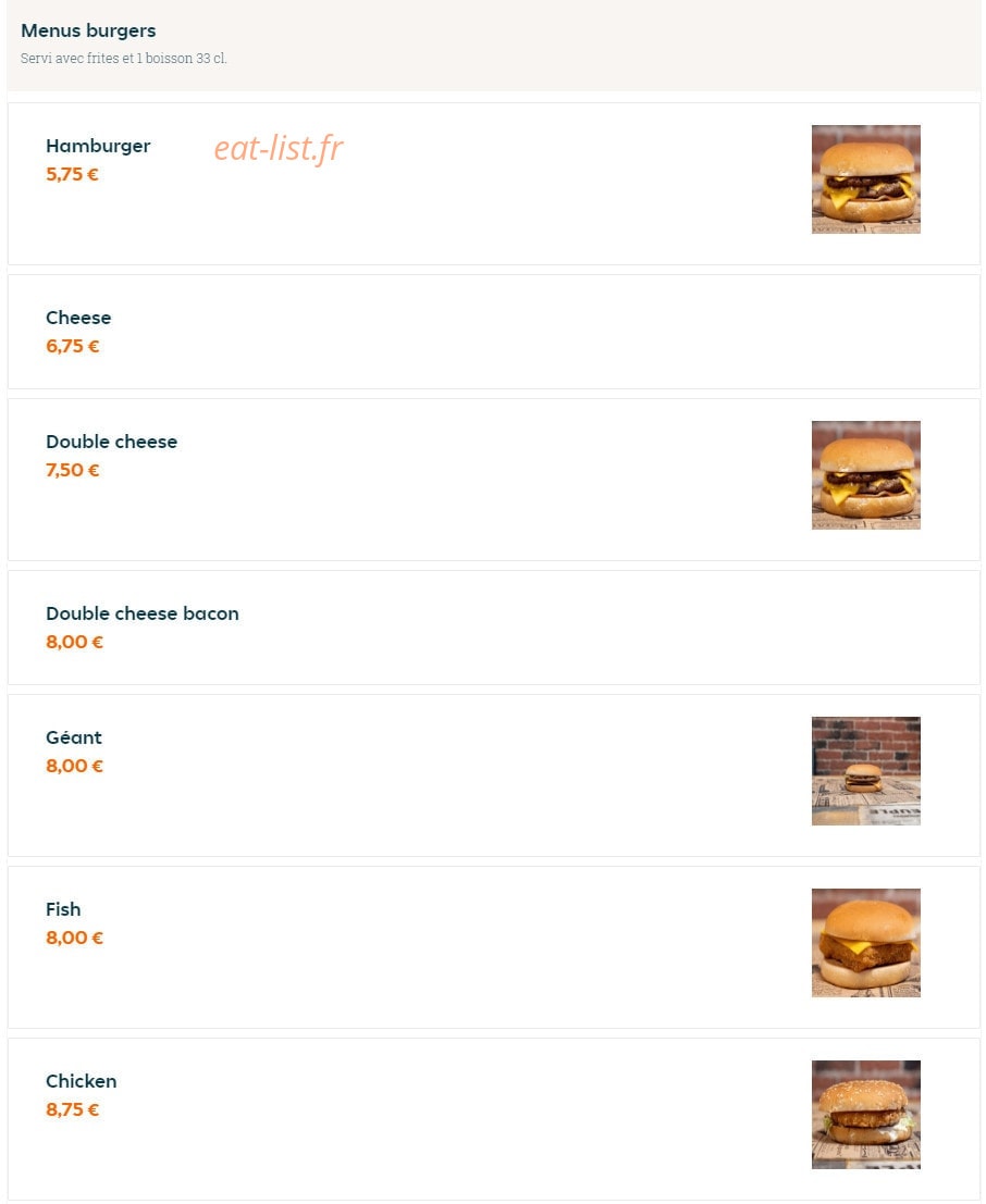 Baba Burger — carte page 2