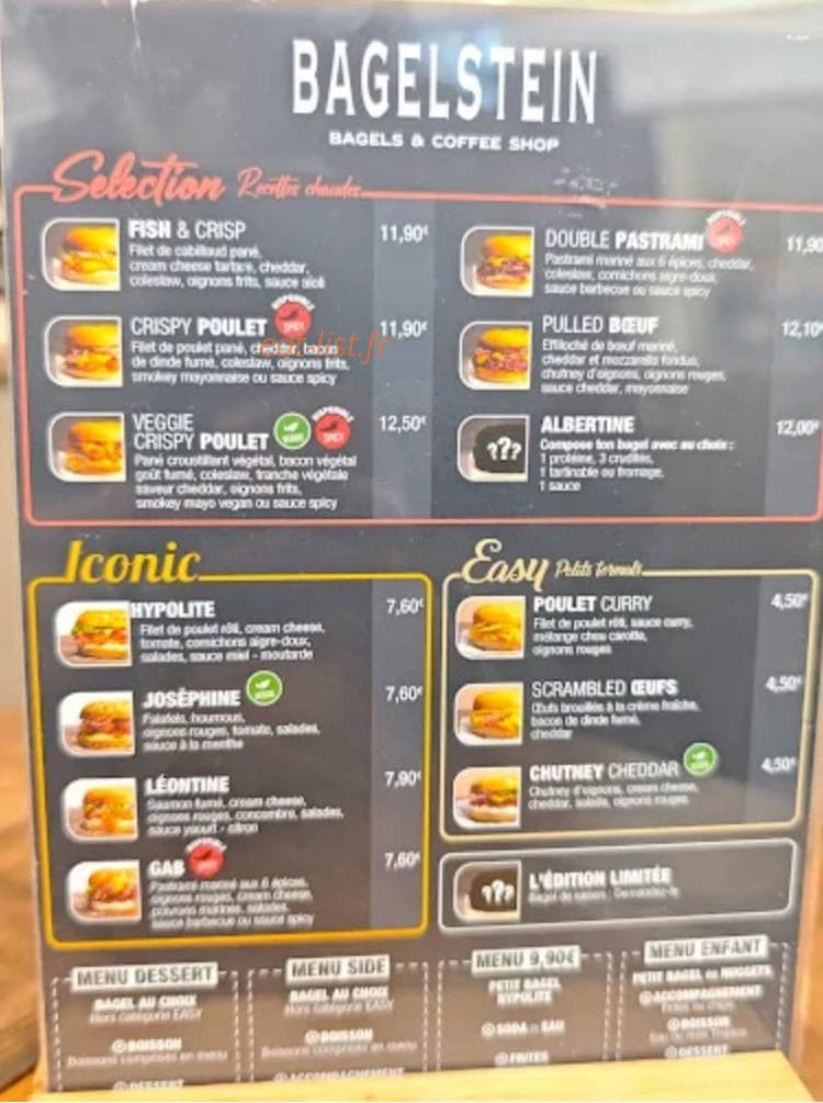 Bagelstein — carte page 2