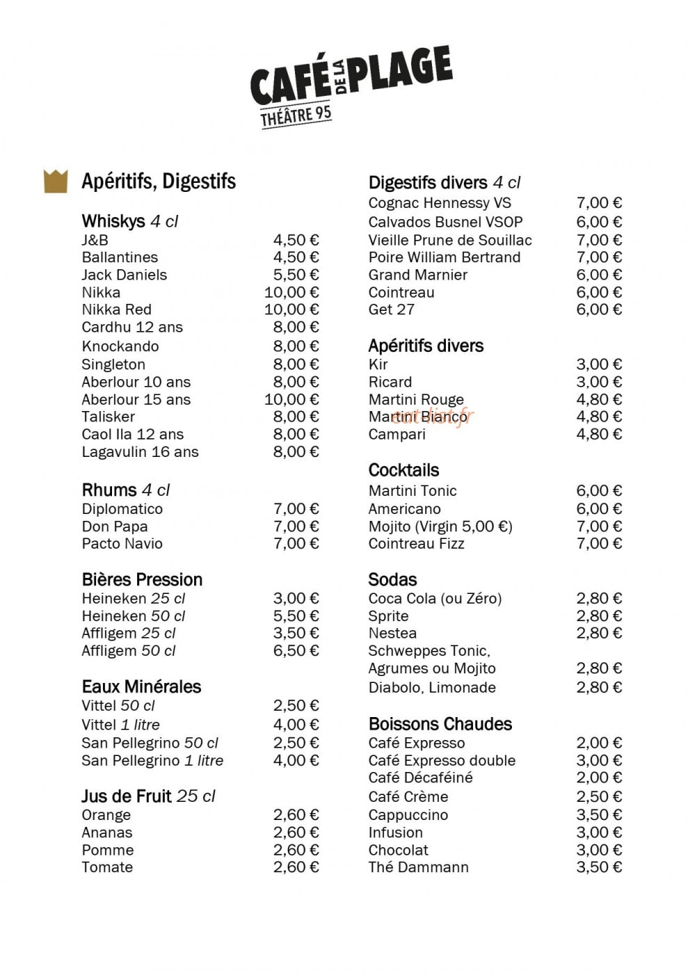 Café de la plage — carte page 4