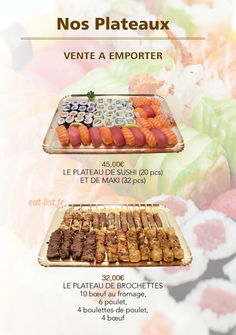 Carte et menu de Cergy Tokyo à Cergy — Les plateaux