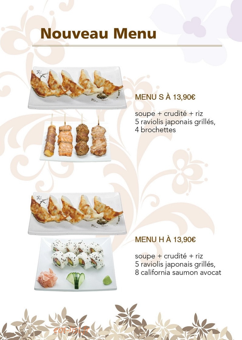 Carte et menu de Cergy Tokyo à Cergy — Le nouveau menu