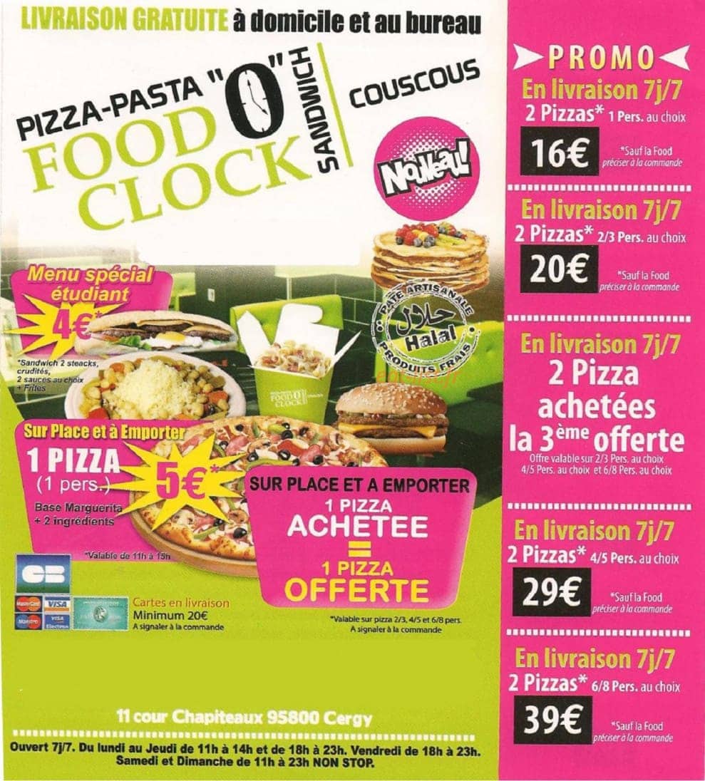 Food O'Clok — carte page 1