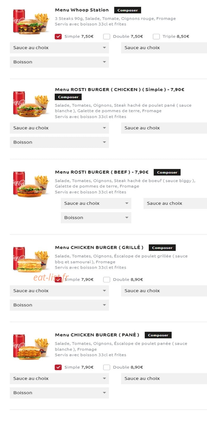 Food Station — carte page 8