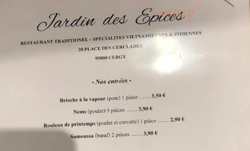 Jardin Des Epices — carte page 1