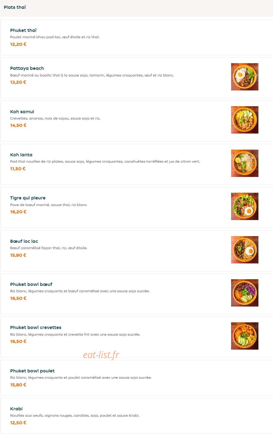 Phuket Wok — carte page 1