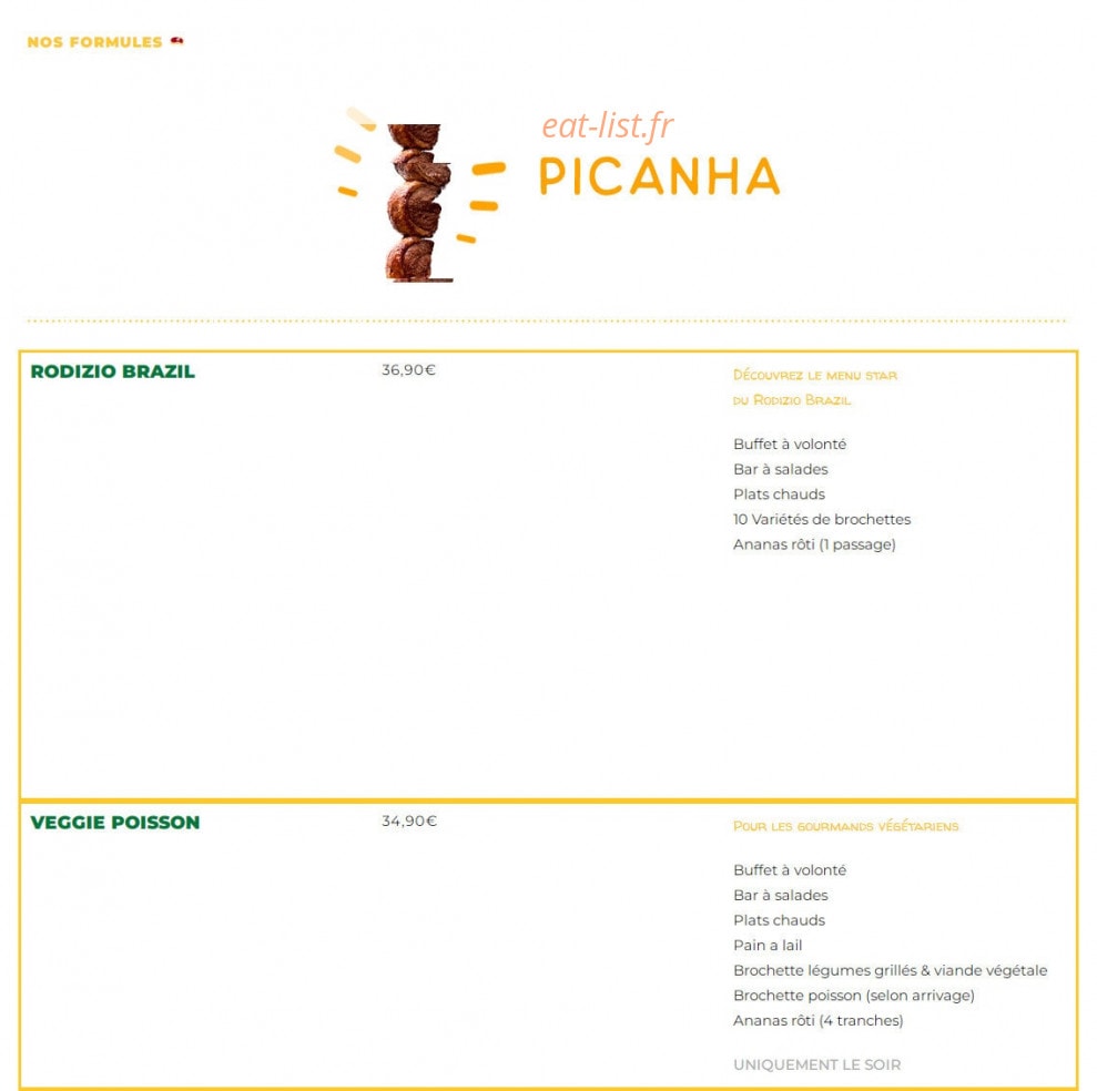 Rodizio Brazil — carte page 1