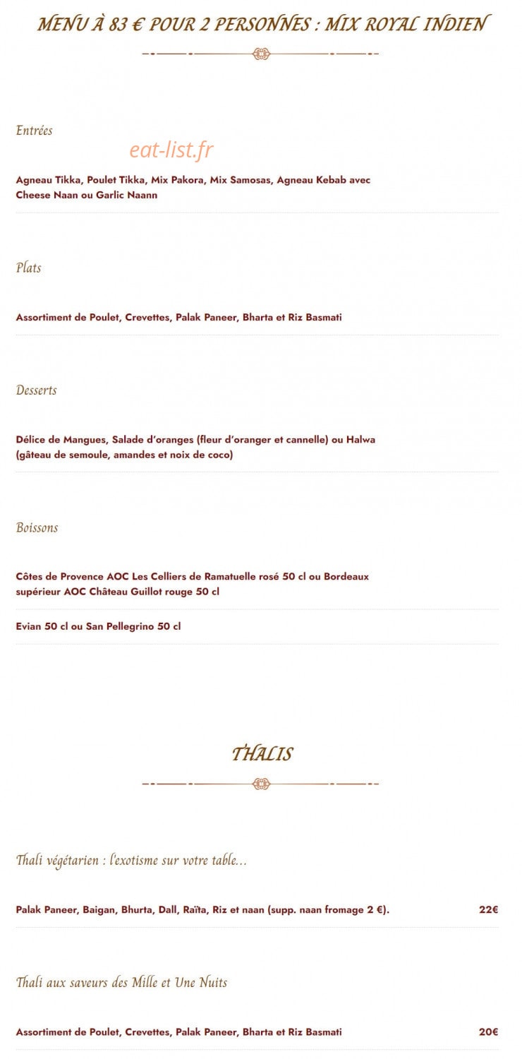 Le Royal Indien — carte page 7