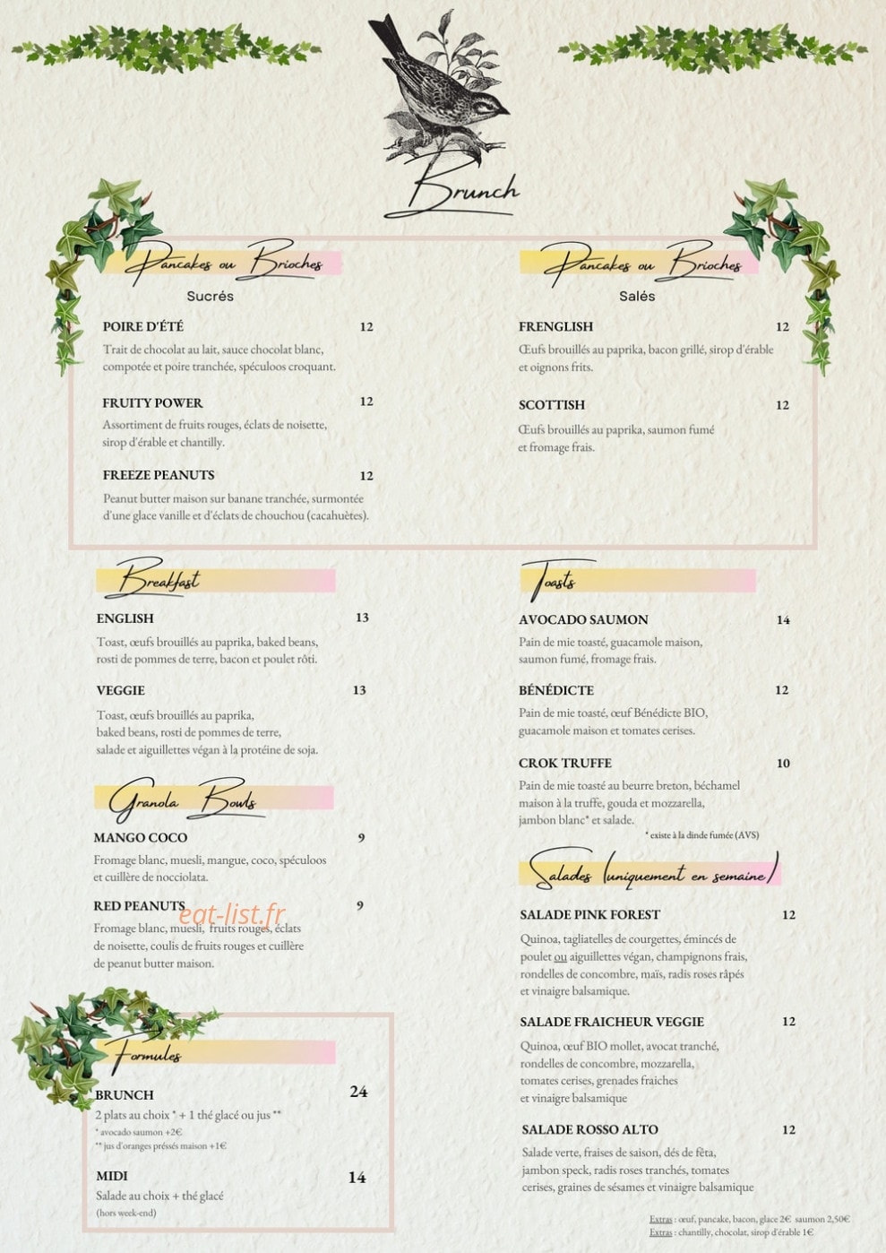 Au Trois Moineaux — carte page 2
