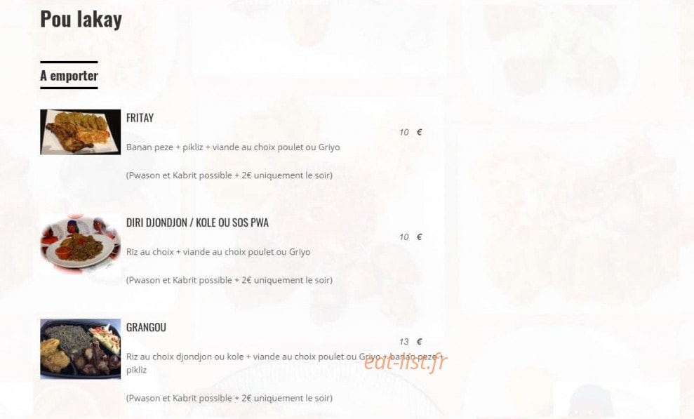 Ayiti Cherie Restoran — carte page 2