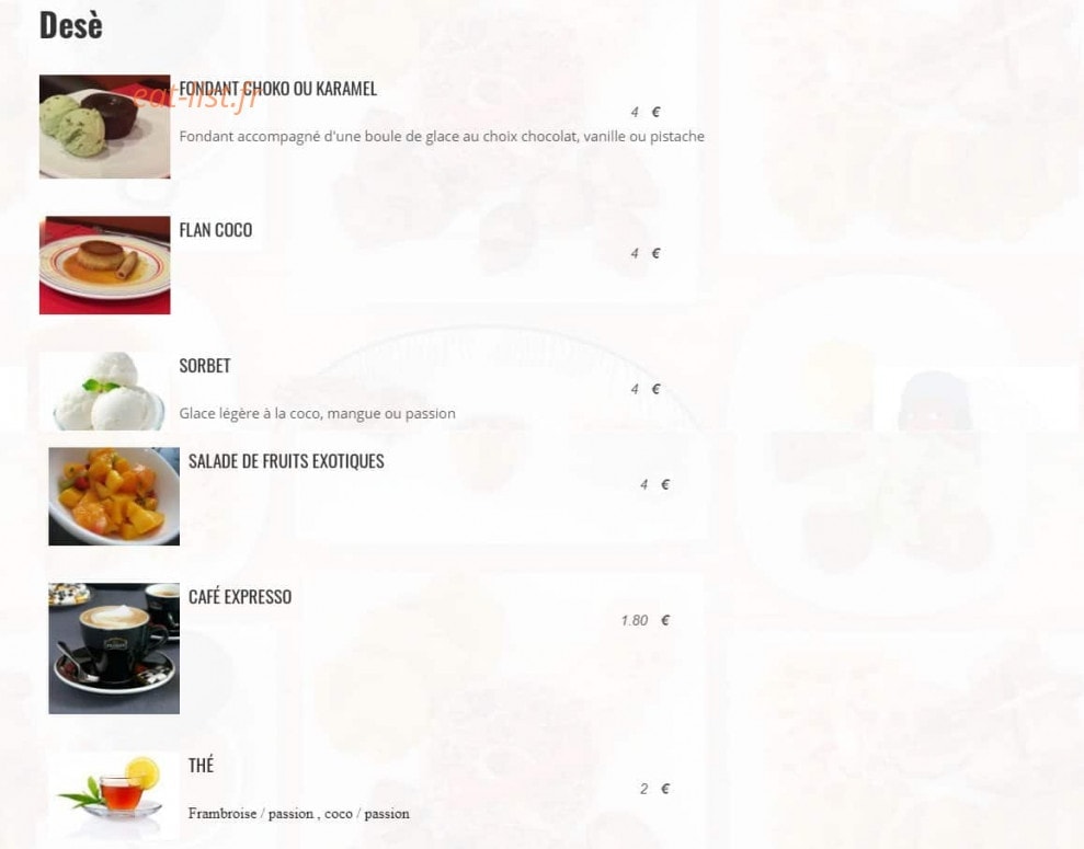 Ayiti Cherie Restoran — carte page 6