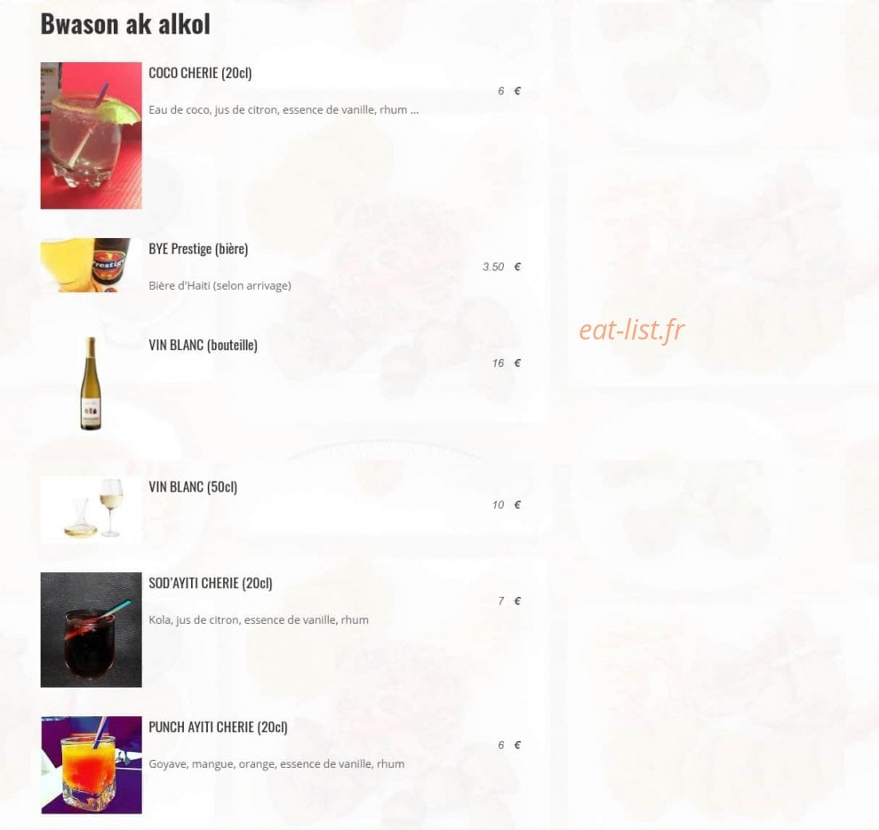 Ayiti Cherie Restoran — carte page 3