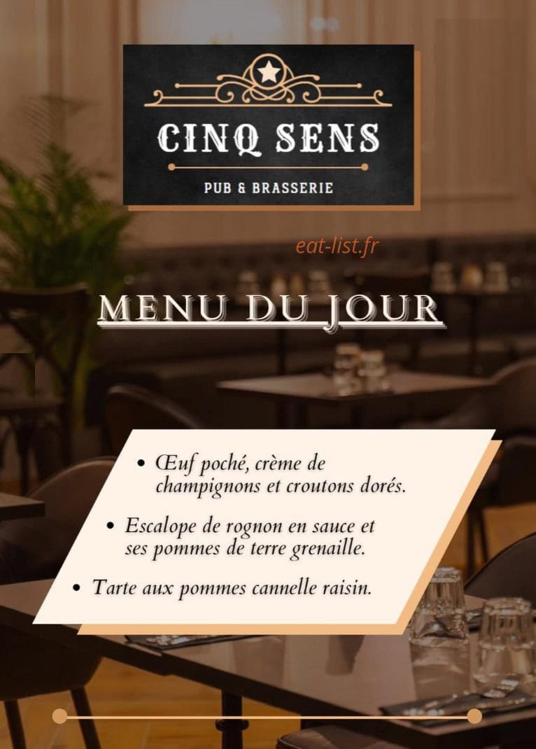 Cinq Sens — carte page 1