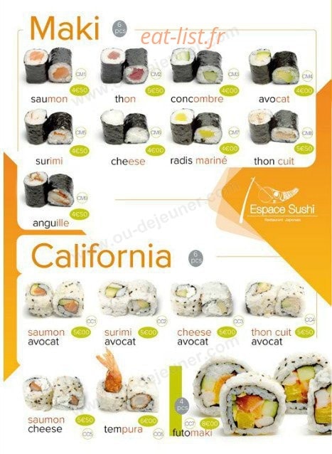 Espace Sushi — carte page 6