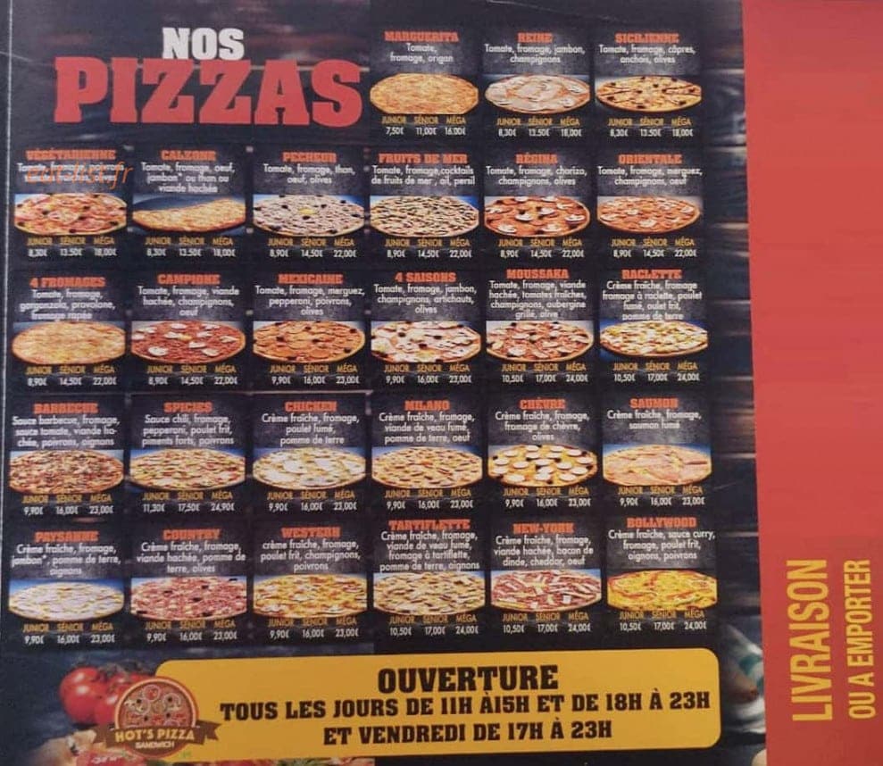 Hots'Pizza — carte page 2
