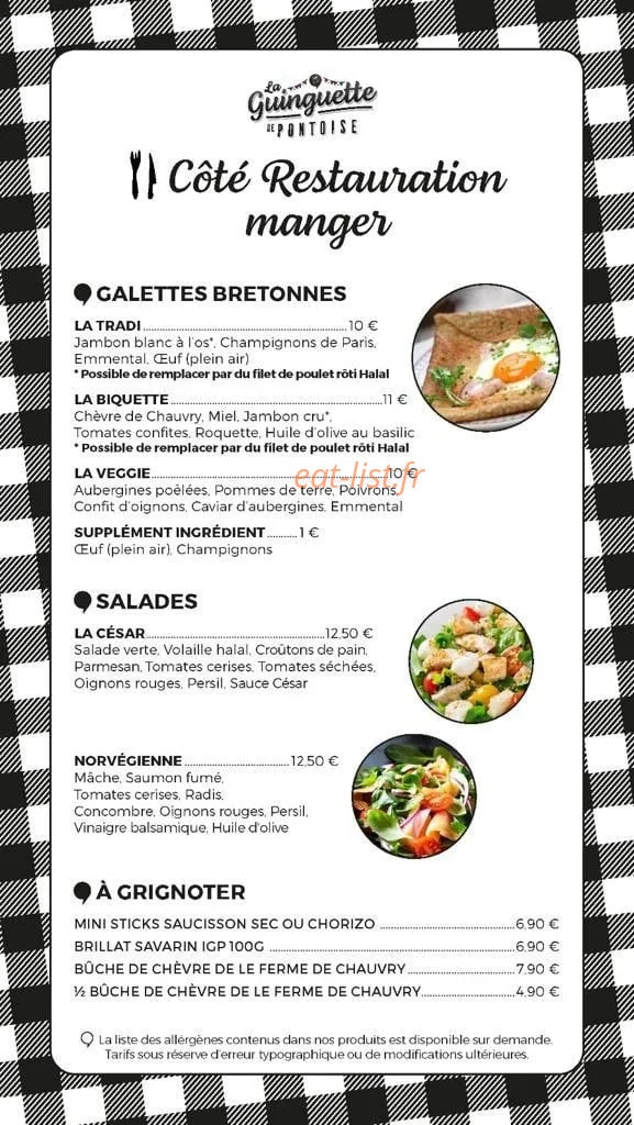 La Guinguette — carte page 1