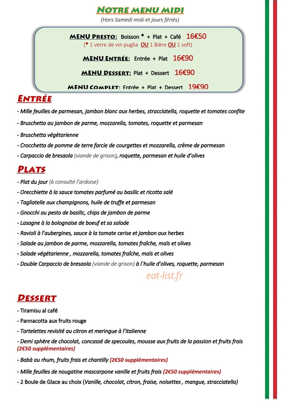 La Pugliese — carte page 1