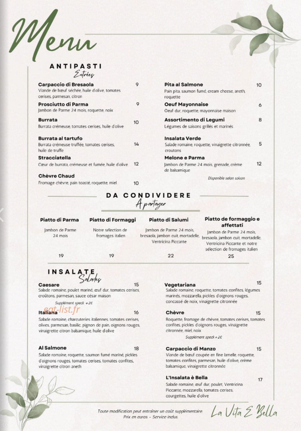 La Vita È Bella — carte page 1