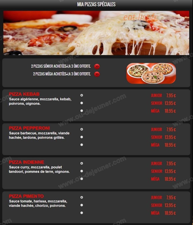 Mia Pizza — carte page 6
