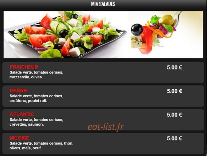 Mia Pizza — carte page 16