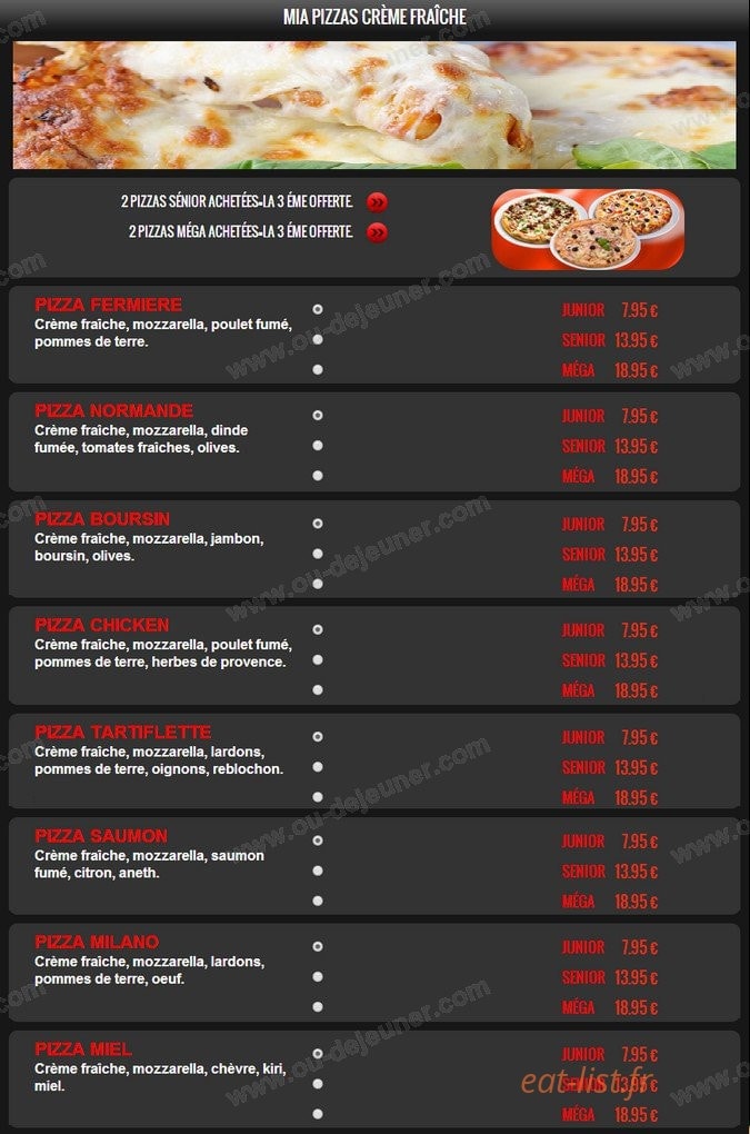 Mia Pizza — carte page 7