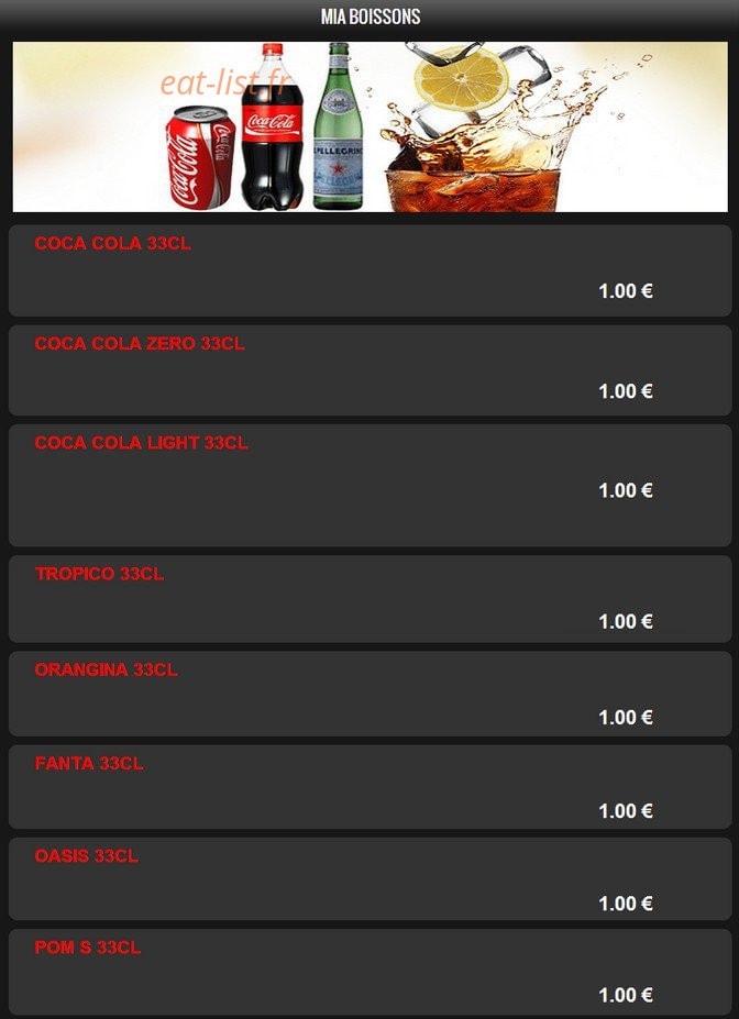Mia Pizza — carte page 19