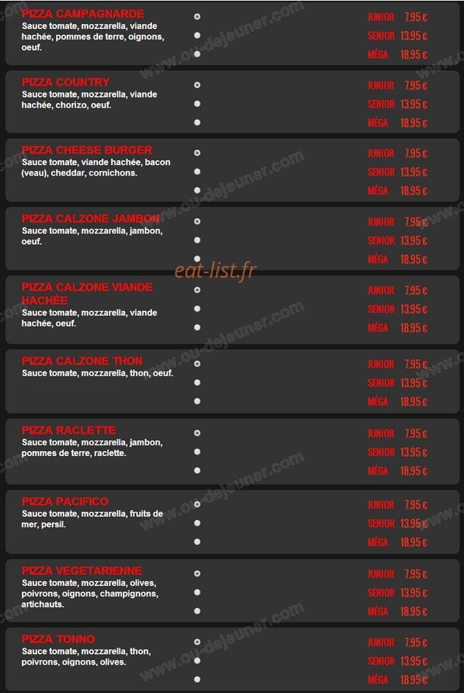 Mia Pizza — carte page 5