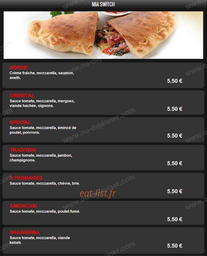 Mia Pizza — carte page 10