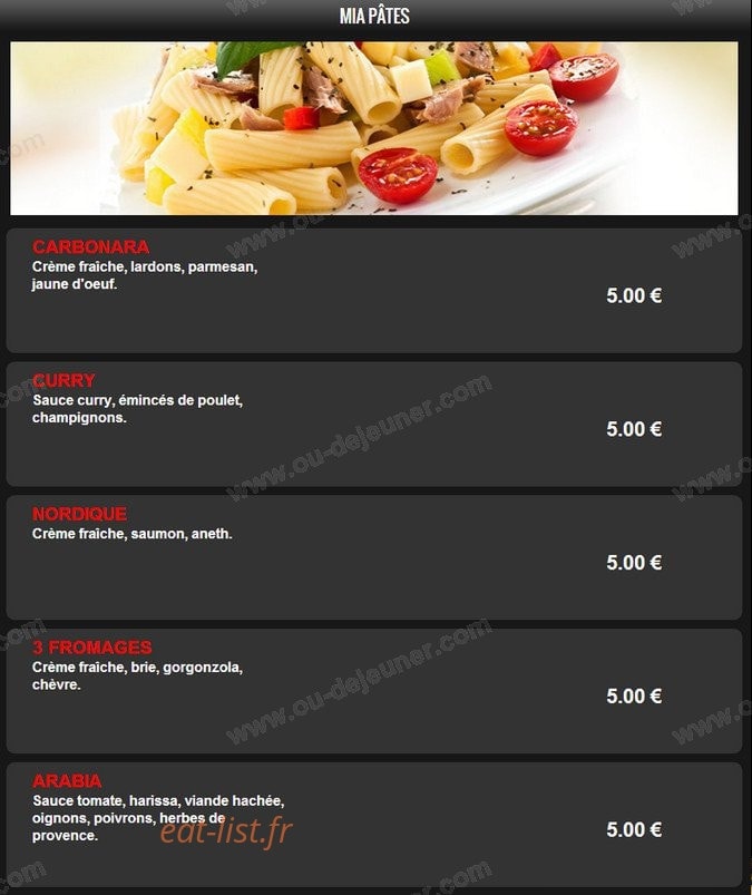 Mia Pizza — carte page 8