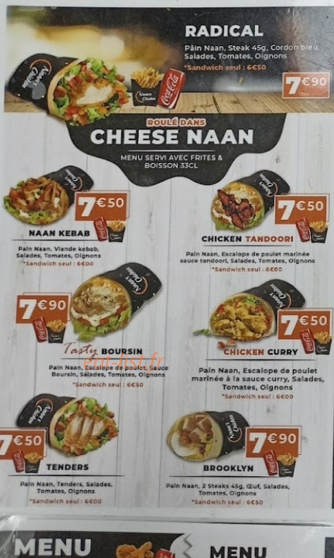 Naan's Chicken — carte page 3