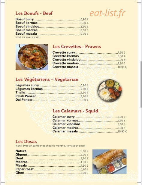 NS Indian Food — carte page 4