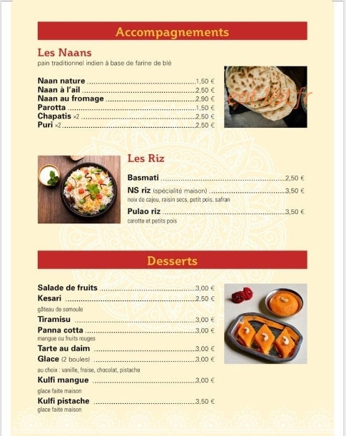 NS Indian Food — carte page 6