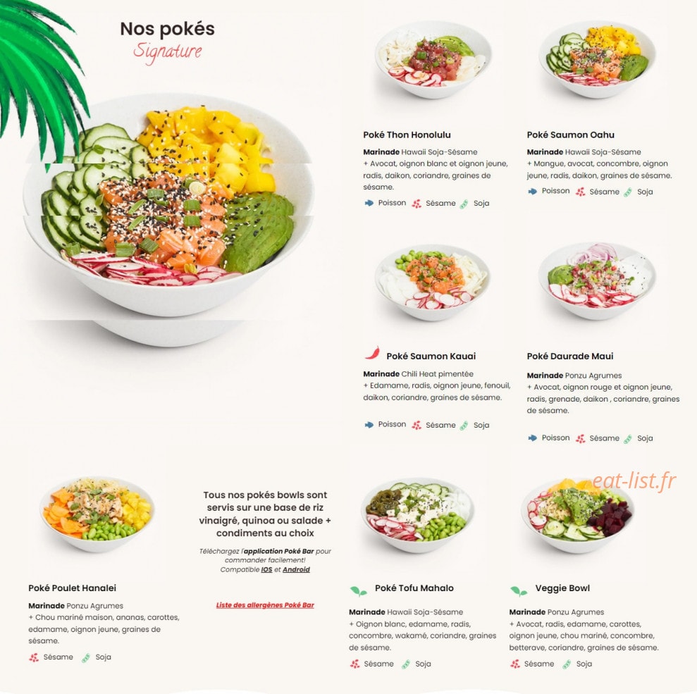 Poké Bar — carte page 1