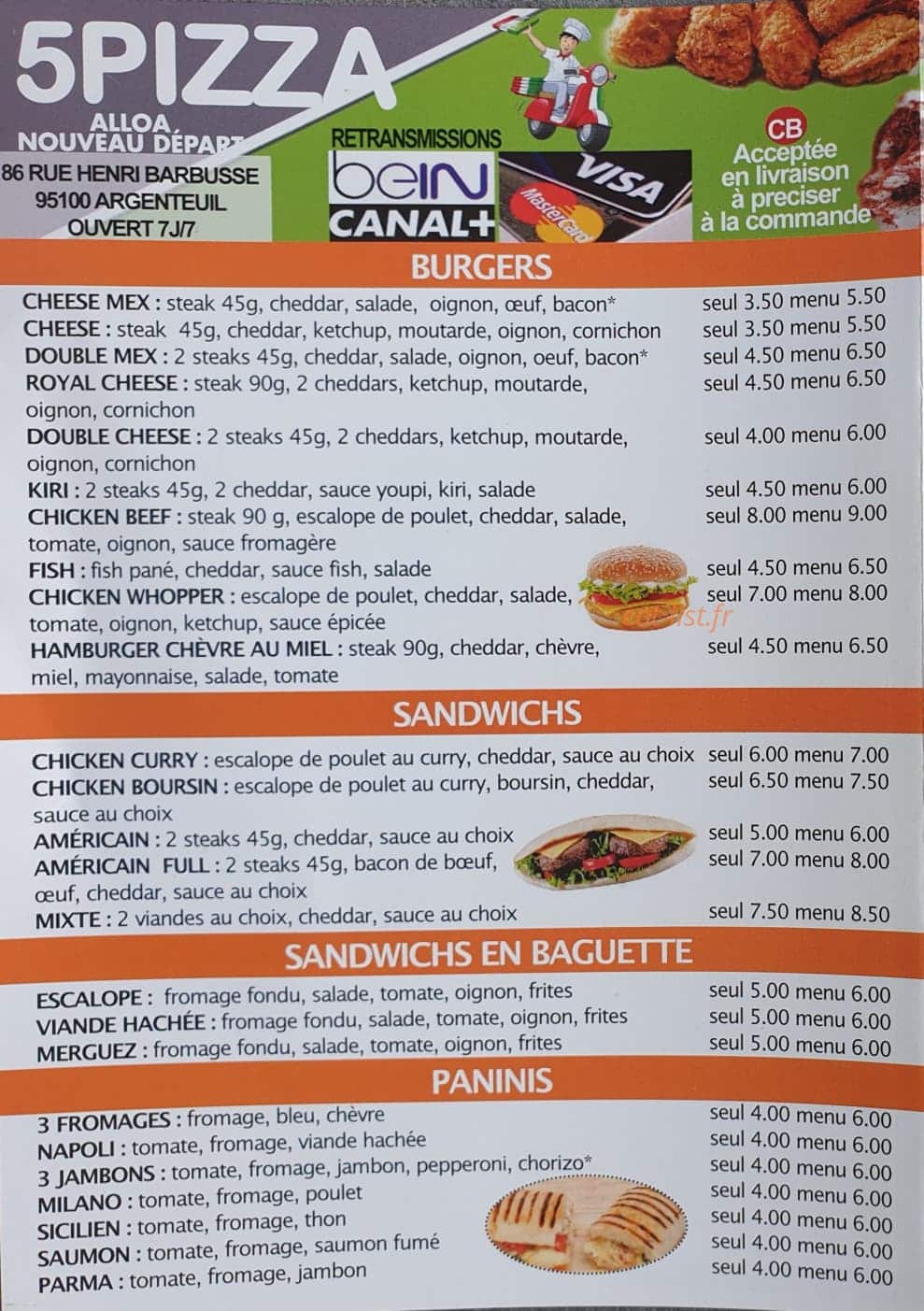 5 Pizza — carte page 2