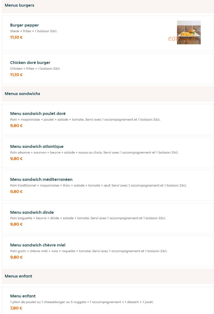 Au comptoir du poulet doré — carte page 2